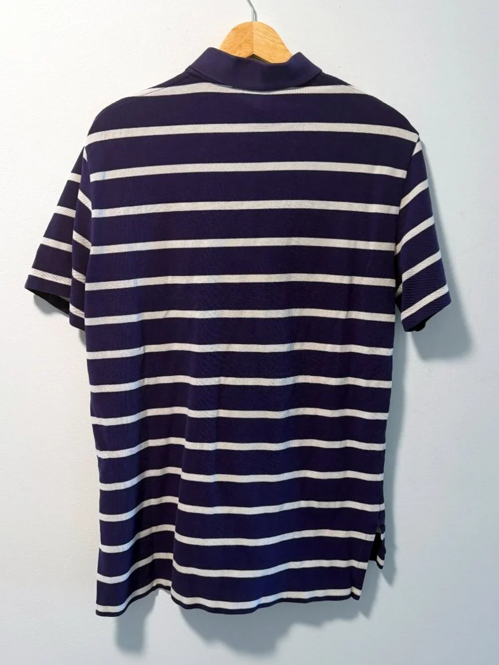 Polo by Ralph Lauren Short Sleeve Polo Shirt Purple White Striped Pocket Mens M